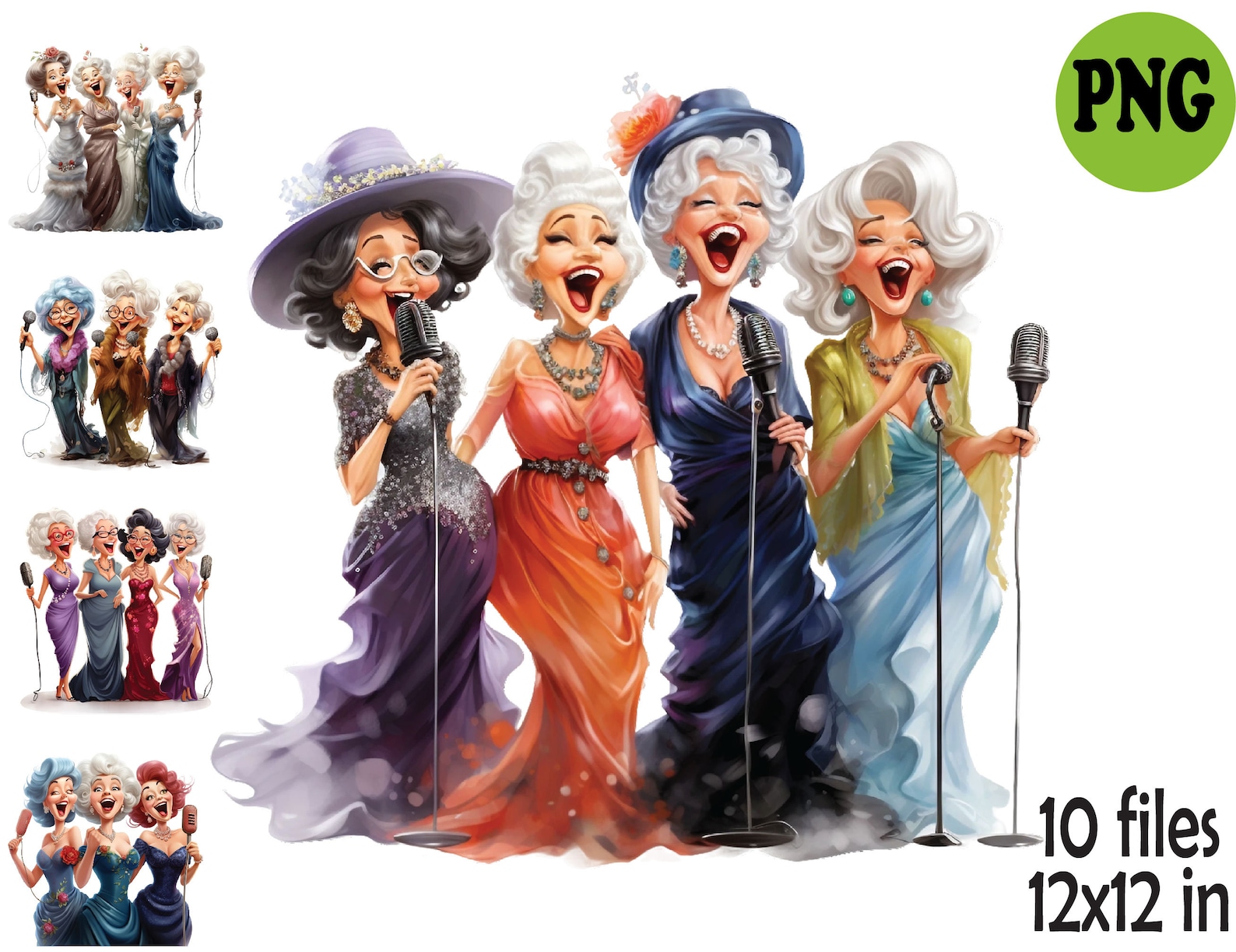 10 PNG Singing Senior Women, Glamorous Grandma Chorus Clipart - Etsy