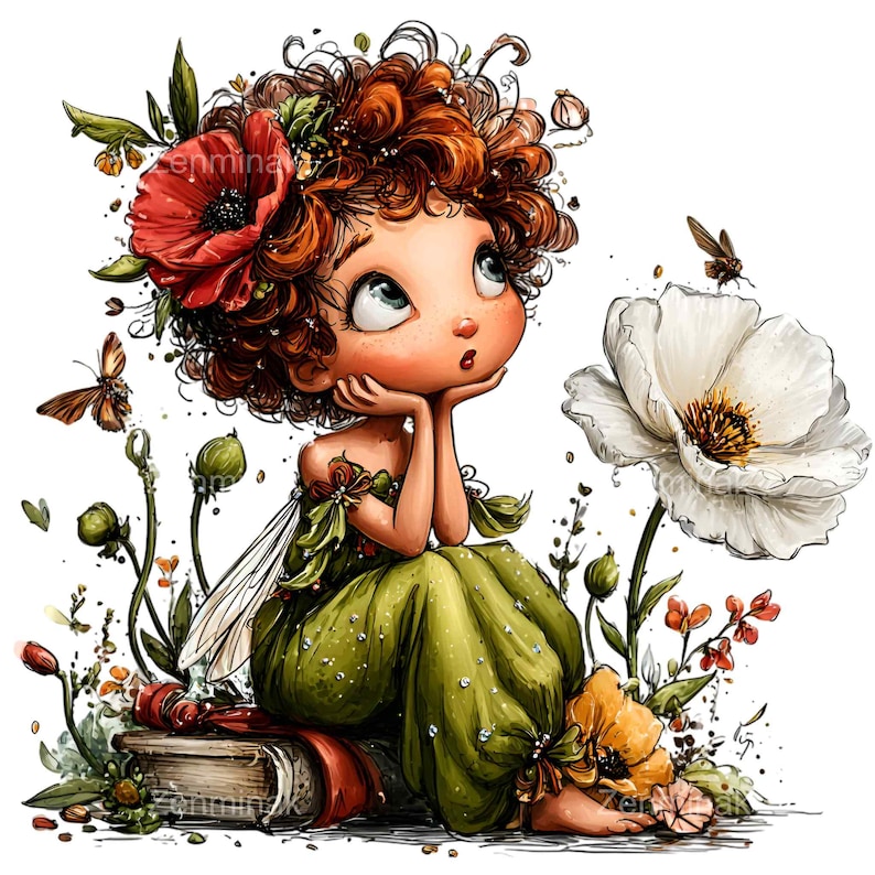 15 PNG Flower Fairy Clipart – Whimsical Fantasy PNG – Cute Fairy With ...