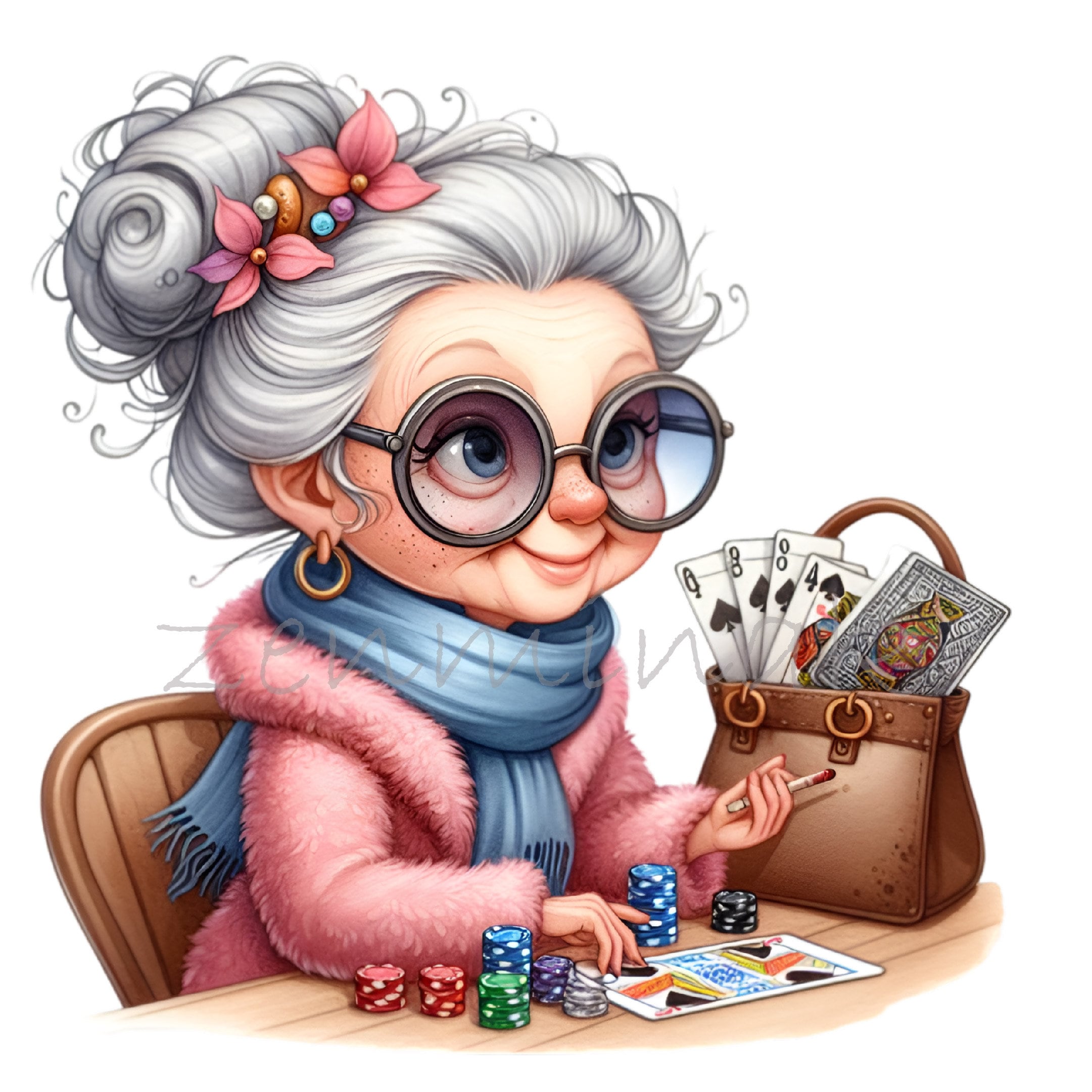 Senior Lady Playing Cards 12 PNG Funny Comics Grandma Cartoon Illustration  Clipart - Etsy, image size:2161x2161