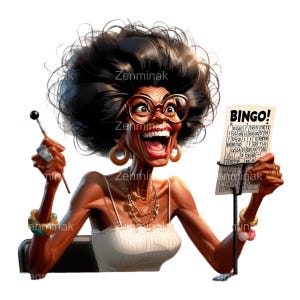 Anziano Bingo Caller PNG - 15 divertenti clipart di cartoni animati di nonne, illustrazione di appassionati di giochi di bingo, decorazioni a tema bingo