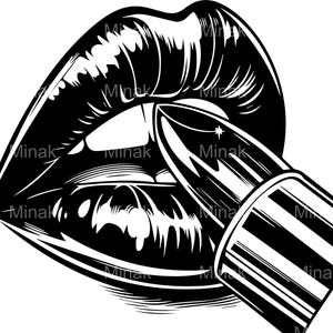 6 SVG Lips and Lipstick SVG Cut File, Bold Lip Silhouette Clipart for Beauty Projects, Makeup Crafts, Cricut and Vinyl Decals