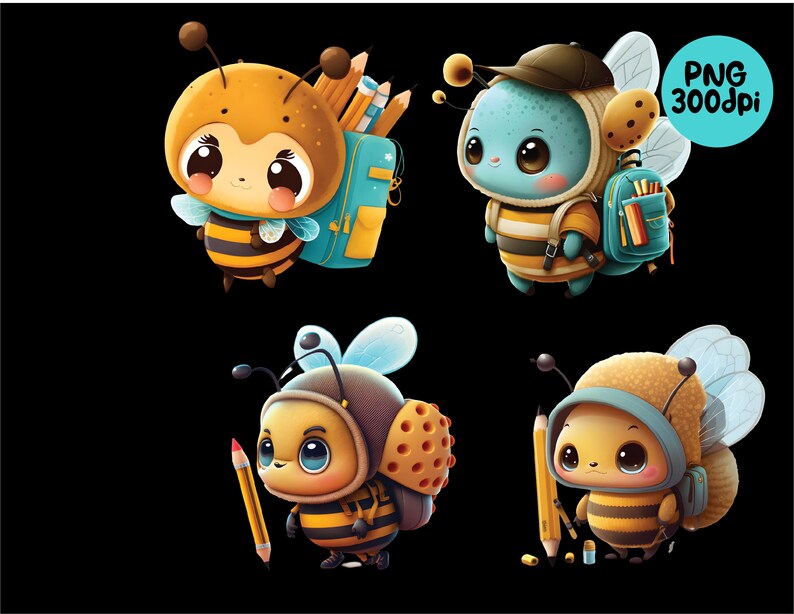 Baby Bee Clipart Back to School Student PNG - Etsy