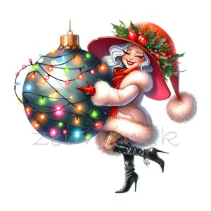 Ornement géant festif de grand-mère dans ses bras | 12 Vacances de Noël PNG Illustration | Art numérique fantaisiste pour l'artisanat