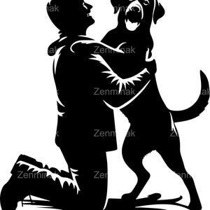 4 SVG Uomo e cane SVG – File di taglio per amore degli animali domestici – silhouette clipart per magliette, regali commemorativi, adesivi, progetti Cricut