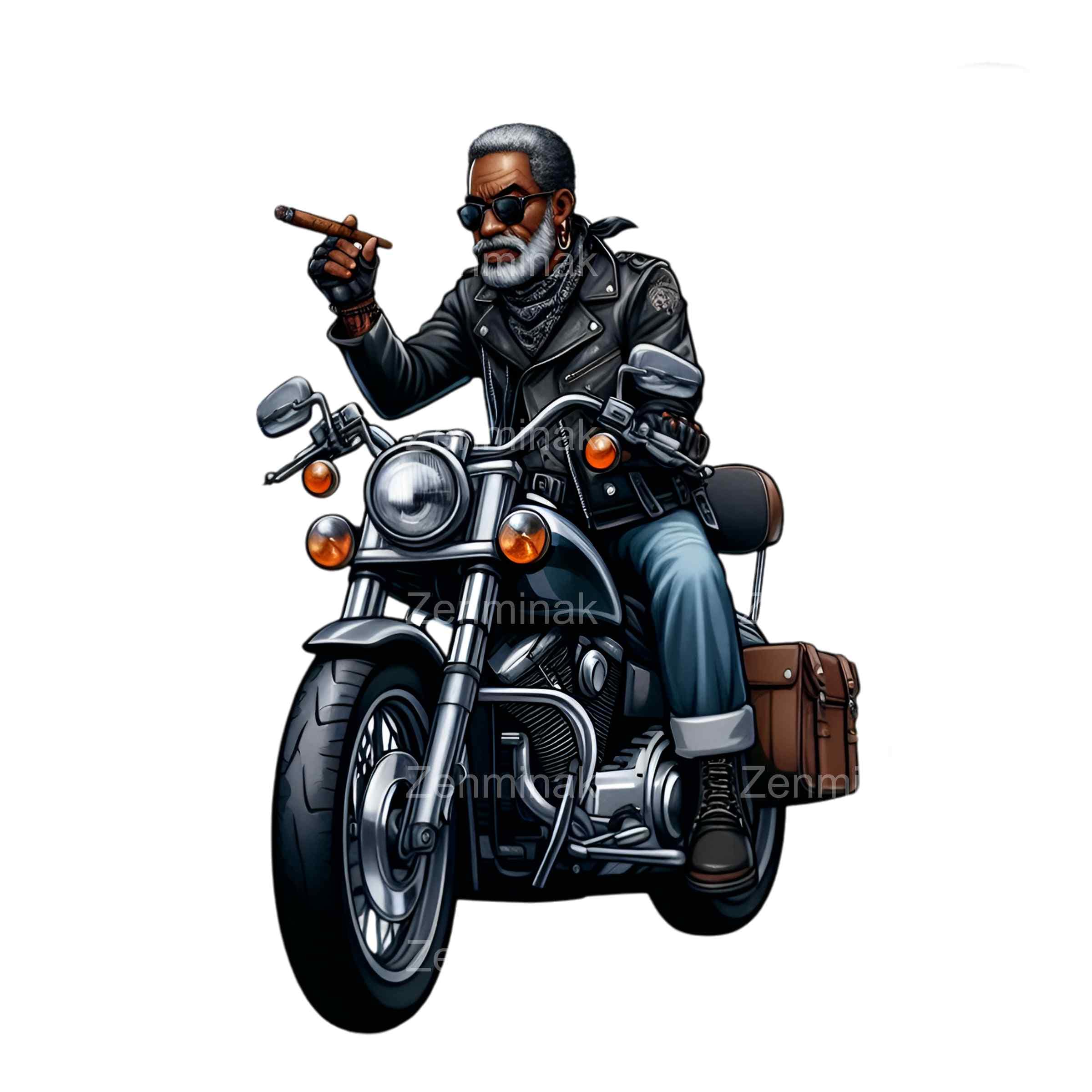 12 African American Biker PNG, Cool Old Man Smoking Cigar on 12 African American Biker PNG, Cool Old Man Smoking Cigar on