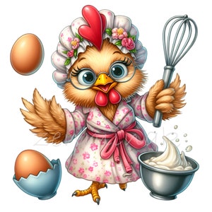 Clip Art kip, 14 png-bestand bakken grappige boerderij keuken handdoek ontwerp, huisvrouw schort koken, junk Journal, kaarten maken, cadeau liefhebbers