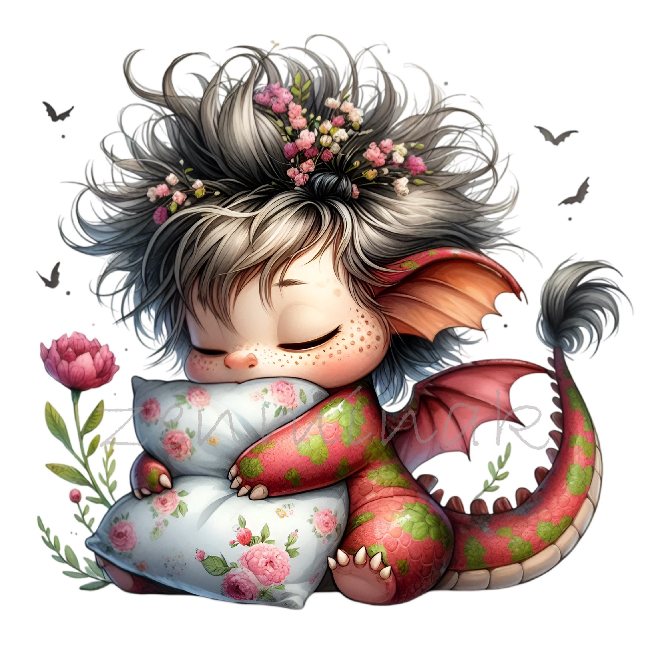 15 PNG Baby Dragon Pillow, Fantasy Creature Digital Art File - Etsy