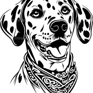 4 SVG Dalmatien chien SVG - Chiot tacheté coupe fichier - Clipart bandana pour animaux de compagnie pour chemises, décalcomanies, travaux manuels Cricut, amoureux des animaux de compagnie et cadeaux