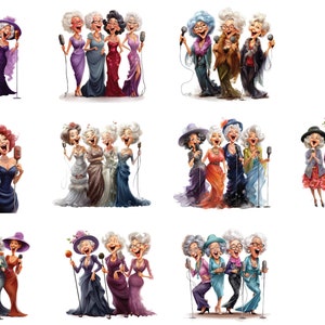 10 PNG Singing Senior Women, Glamorous Grandma Chorus Clipart - Etsy