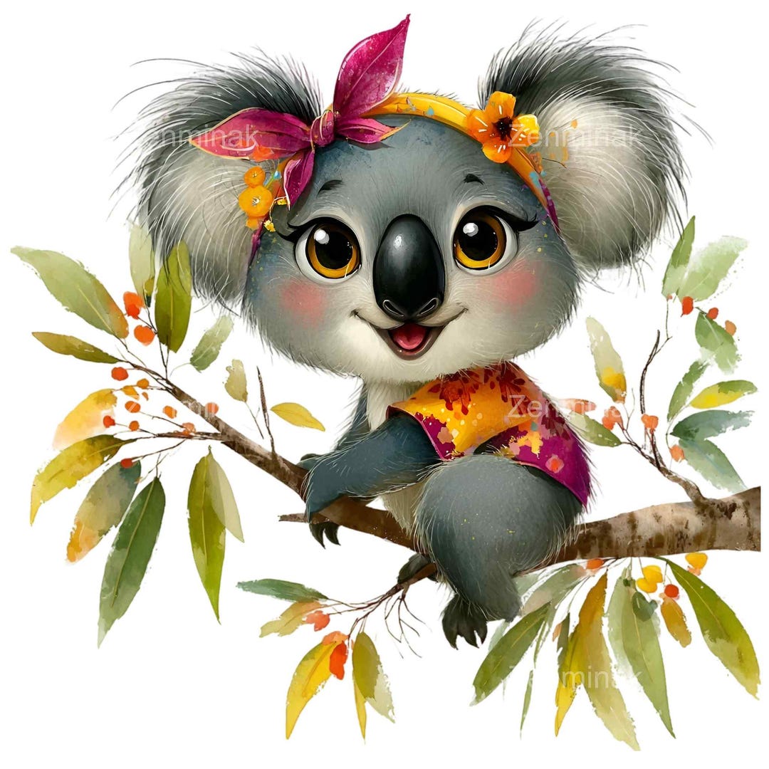 15 PNG Koala Clipart Baby Girl Nursery, Watercolor Australian Animal - Etsy