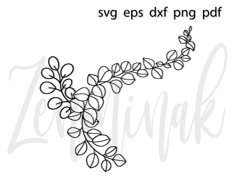 Download Eucalyptus leaves svg line drawing svg leafy border svg ...