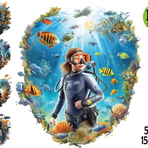 Scuba Dive Clipart,  Tropical Fish,  Underwater Clipart, Seascape PNG,  Diving Clipart