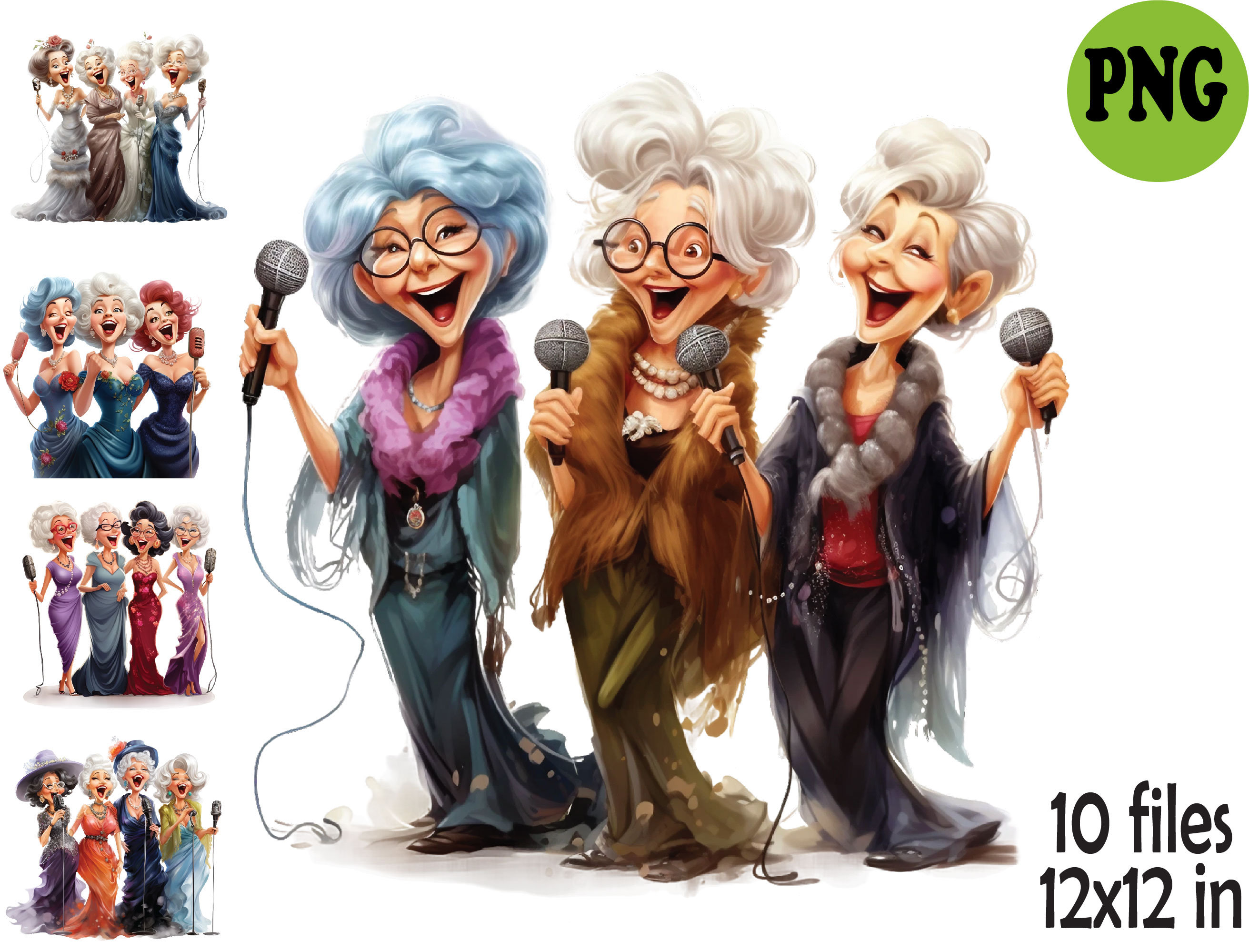 10 PNG Singing Senior Women, Glamorous Grandma Chorus Clipart - Etsy
