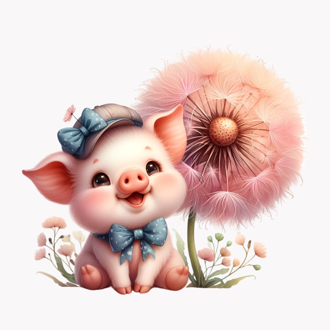 10 PNG süße Ferkel Clipart - Baby-Schwein mit Blumen für Handwerk,  Scrapbooking, DIY-Projekte, druckbare skurrile Tierkunst - Etsy Schweiz, image size:1080x1080