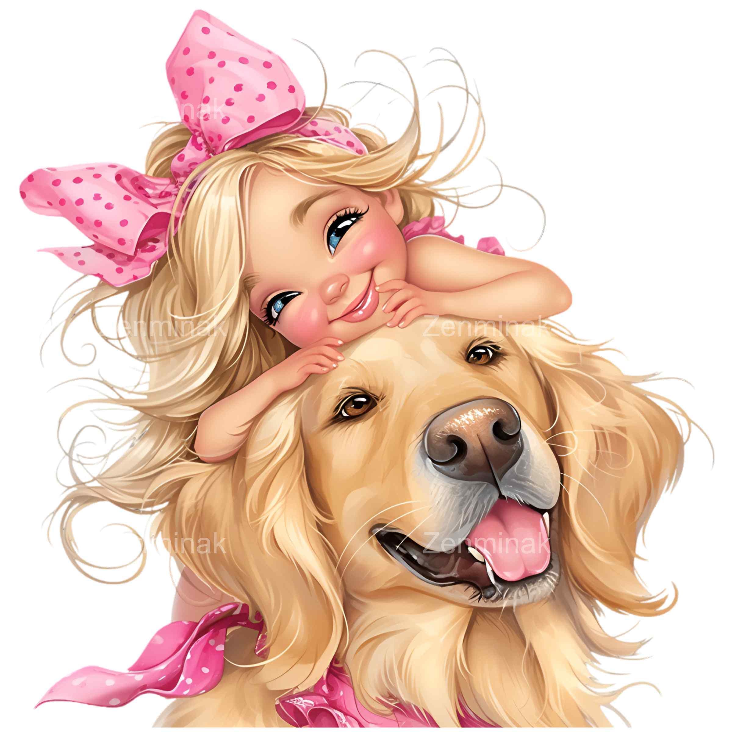 Niña abrazando perro - Etsy México, image size:2400x2400