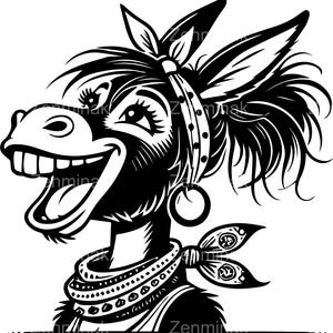 7 SVG drôle âne fille SVG – âne qui rit avec fichier coupe bandeau – Clipart animaux de la ferme pour créations artisanales humoristiques, décalcomanies et autocollants