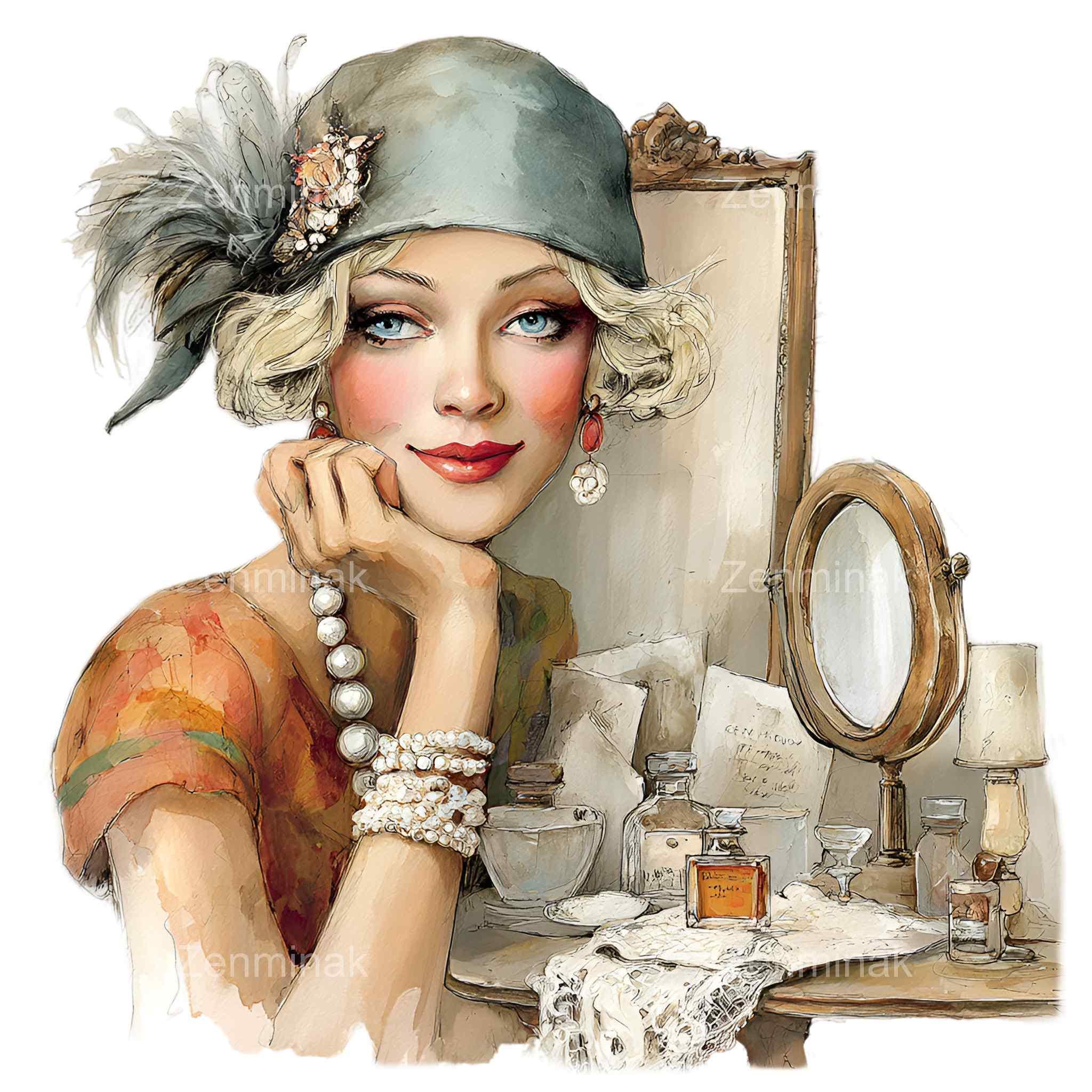 15 PNG Flapper Girl Clipart, 1920s Art Deco Sublimation Design - Etsy UK