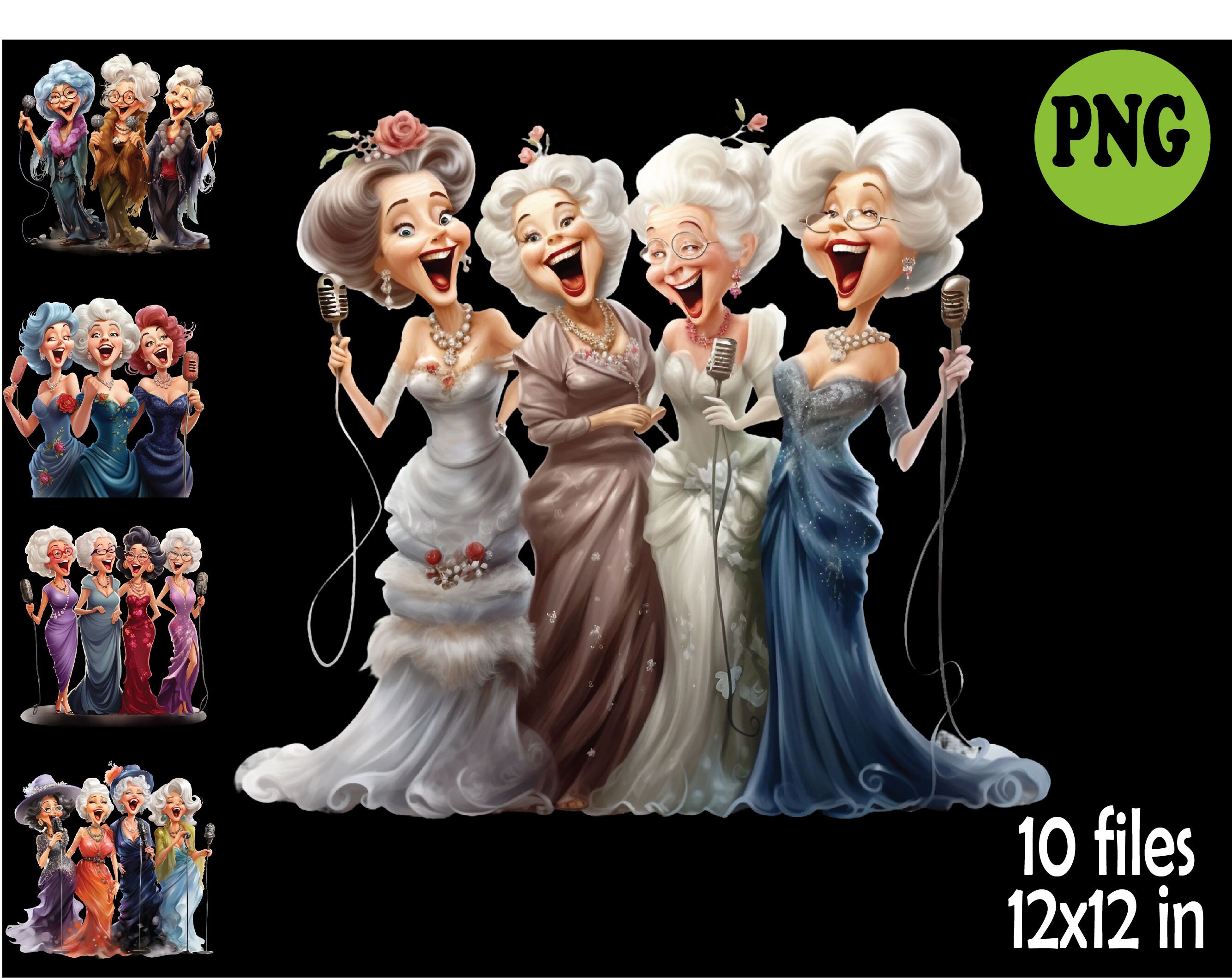 10 PNG Singing Senior Women, Glamorous Grandma Chorus Clipart - Etsy