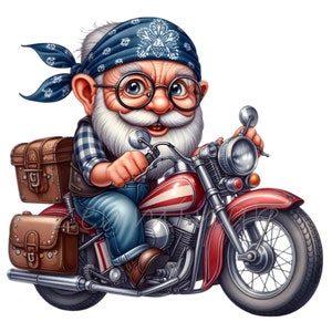 Uomo anziano con motocicletta 12 PNG Fumetti divertenti Nonno Bandana Illustrazione del fumetto clipart, Illustrazione stampabile a sublimazione