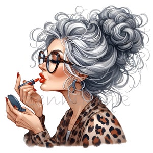 Mujer elegante con gafas PNG - 9 imágenes prediseñadas de dama elegante de dibujos animados - Ilustración de moda caprichosa para diseñadores