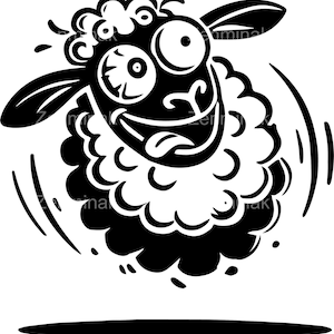 6 moutons drôles SVG coupe fichier SVG – agneau de dessin animé original avec des yeux fous sautant – Clipart Cricut pour travaux manuels à la ferme et projets pour enfants