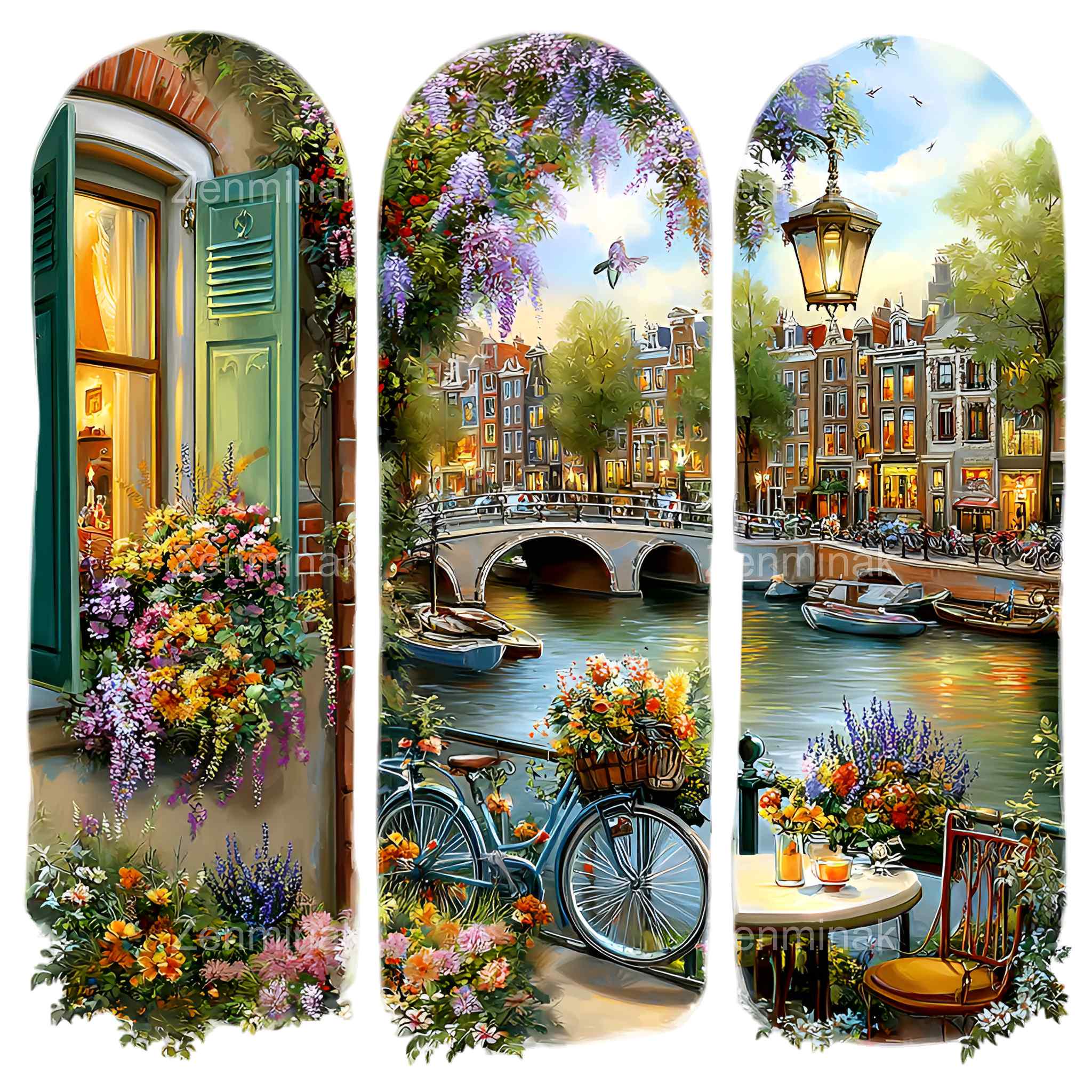 10 PNG Amsterdam Canal Landscape Clipart, European Travel Flower Window ...