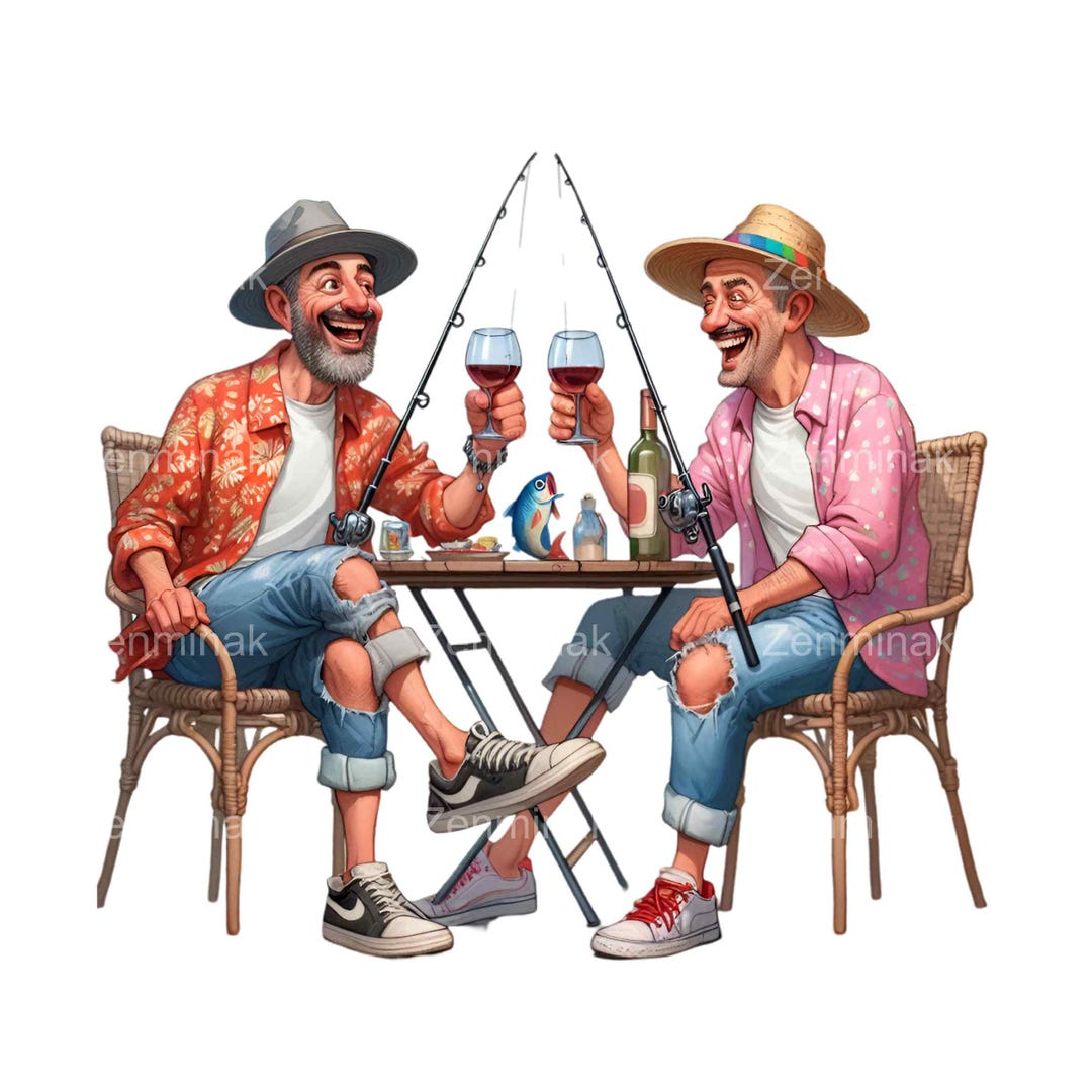 12 PNG Funny Fishermen Clipart – Two Men Fishing and Toasting for Humor  Cards, Father’s Day Crafts, Stickers and DIY Projects - Etsy Israel, image size:1080x1080