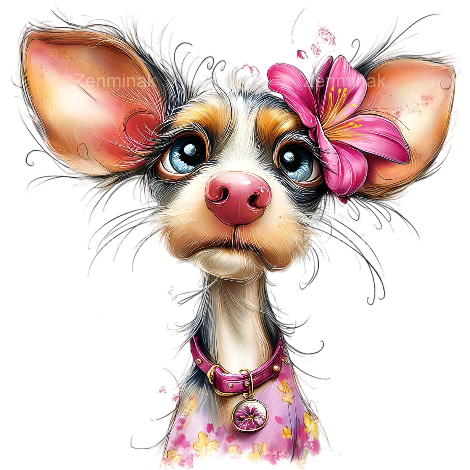 16 PNG Dog Clipart, Funny Puppy Floral Pet Kids Sublimation Cartoon ...
