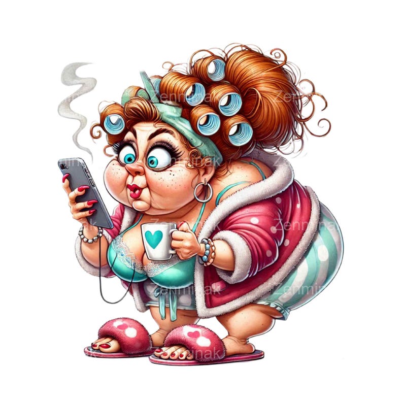 15 Curvy Granny PNG Clip Art, Funny Plus Size Woman PNG, Digital ...