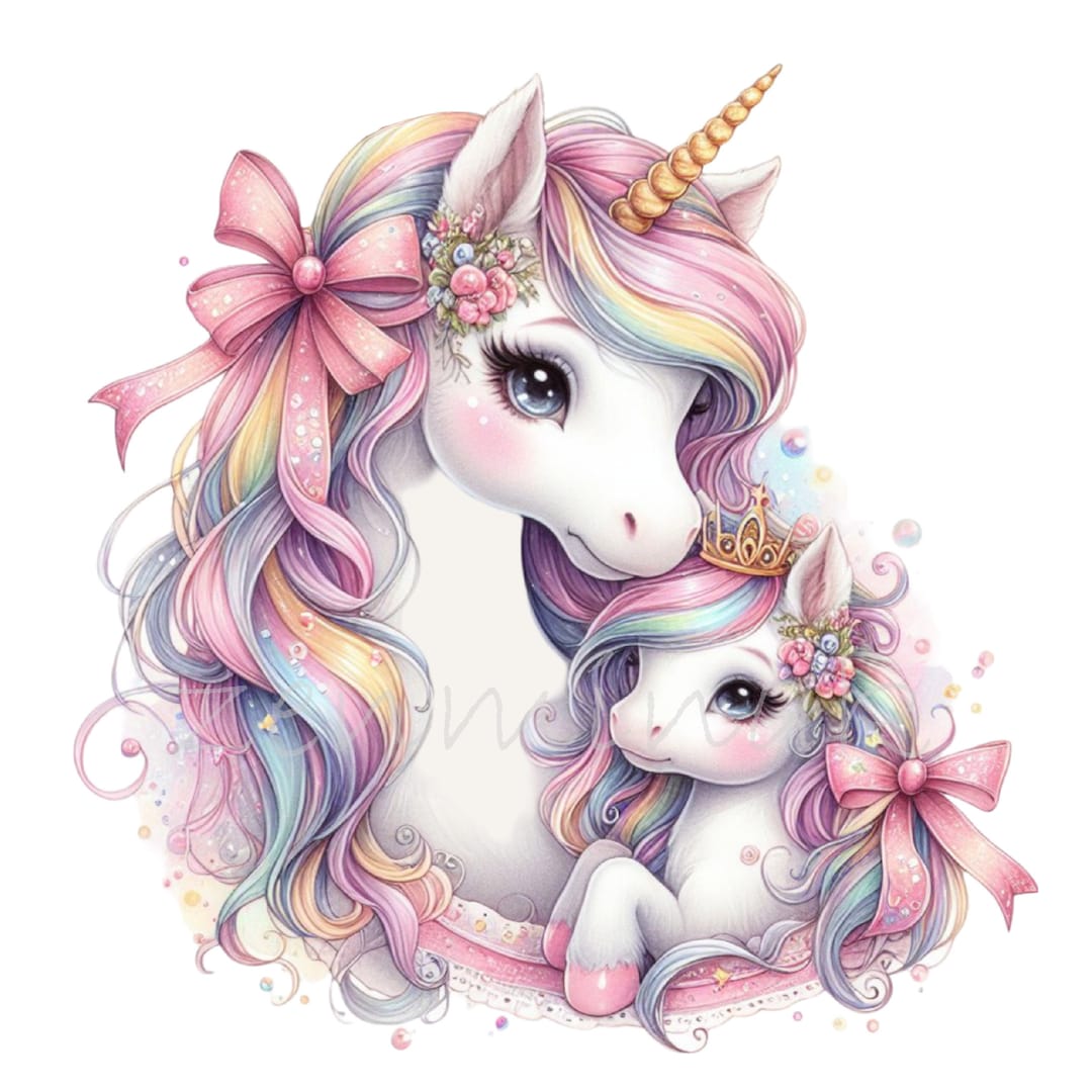 Unicorn Clipart, Mother's Day Clipart, 10 PNG Nursery Unicorn Mom Baby ...