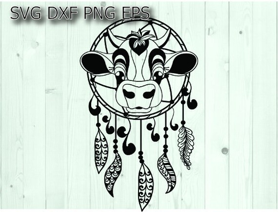 Download Free Boho Cow Head In Dream Catcher Svg Files For Cricut Vector Etsy SVG Cut Files