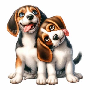 15 Beagle Puppies Clip Art PNG, Cute Dog Illustration, Puppy Digital ...