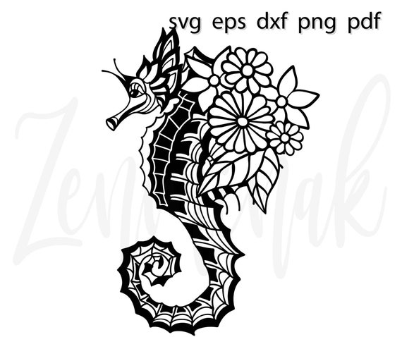 Download Floral Seahorse Svg Flower Mandala Zentangle Lover Shirt Etsy