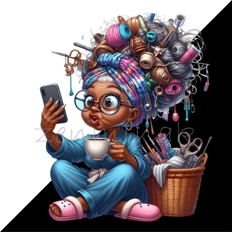 15 PNG Crafty Grandma – Funny PNG Clipart of Elderly Lady With Sewing ...