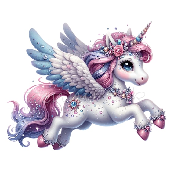 10 PNG 空飛ぶ魔法のユニコーンペガサスのクリップアート、ピンクの