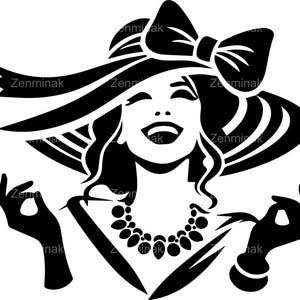 Fichier de coupe SVG Lady élégante - Silhouette vintage de chapeau et de collier pour Cricut et découpe laser - Art design glamour