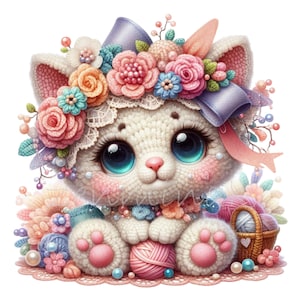 Clipart, clipart chaton, fête des mères, 10 PNG, bébé amigurumi bébé animal, chambre de bébé, agenda, carnet de bord, fabrication de cartes, cadeau pour les amoureux