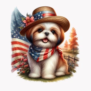 Bandiera Casa Patriotic Shih Tzu – Caroline's Treasures BB9666CHF, Tela Grande Multicolore