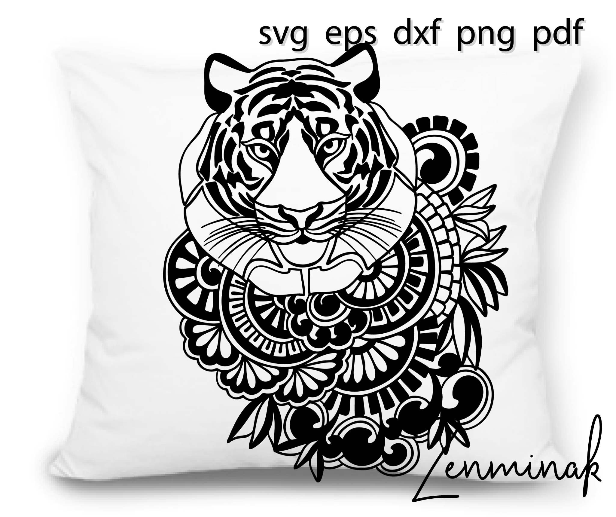 Download Tiger head in mandala svg files for cricut intricate vector | Etsy