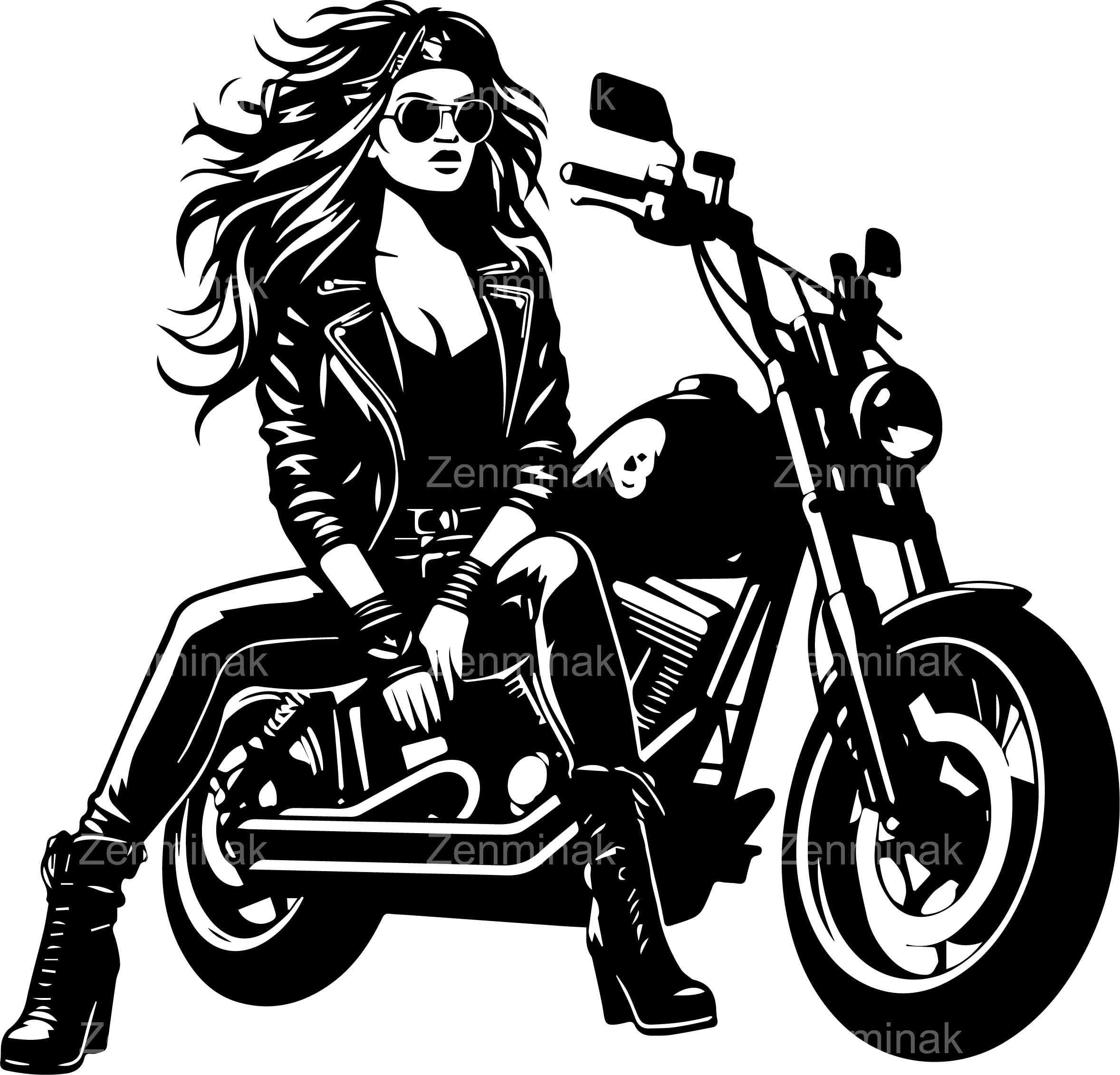 Lady Motorcycle Rider Svg 4 SVG Biker Girl Motorcycle Woman Silhouette, Lady Rider - Etsy