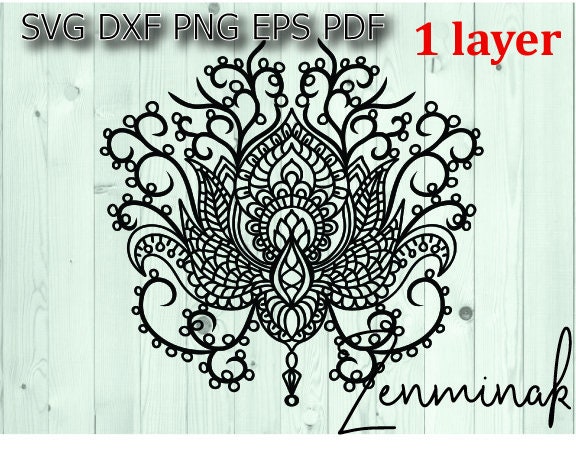 Download Lotus Mandala Svg Dxf Flower Drawing Intricate Cut Etsy