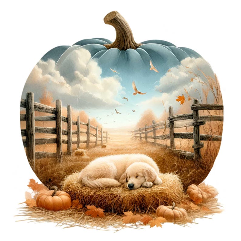 15 PNG Golden Retriever Pumpkin Fall Dog Clipart, Autumn Leaves - Etsy