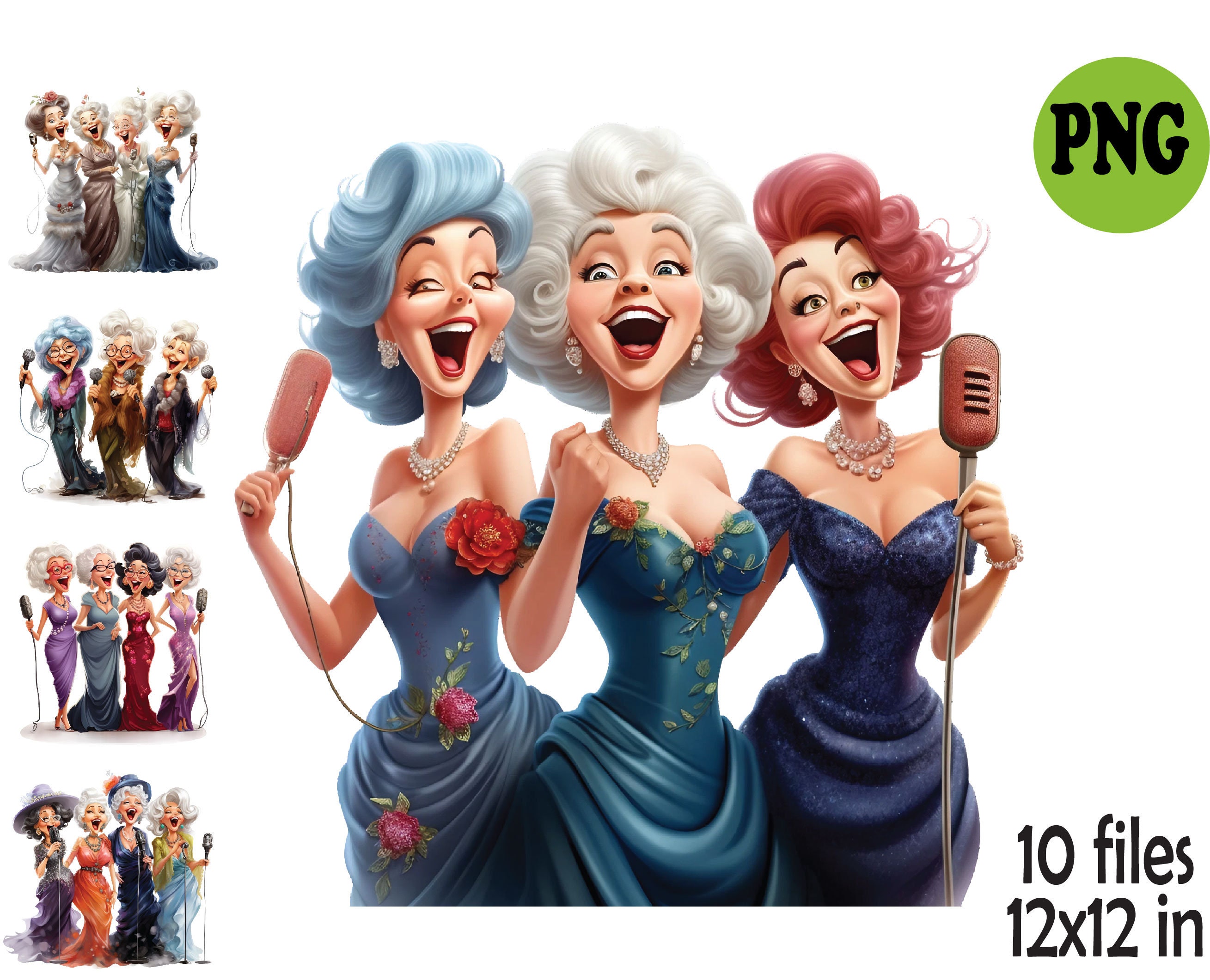 10 PNG Singing Senior Women, Glamorous Grandma Chorus Clipart - Etsy