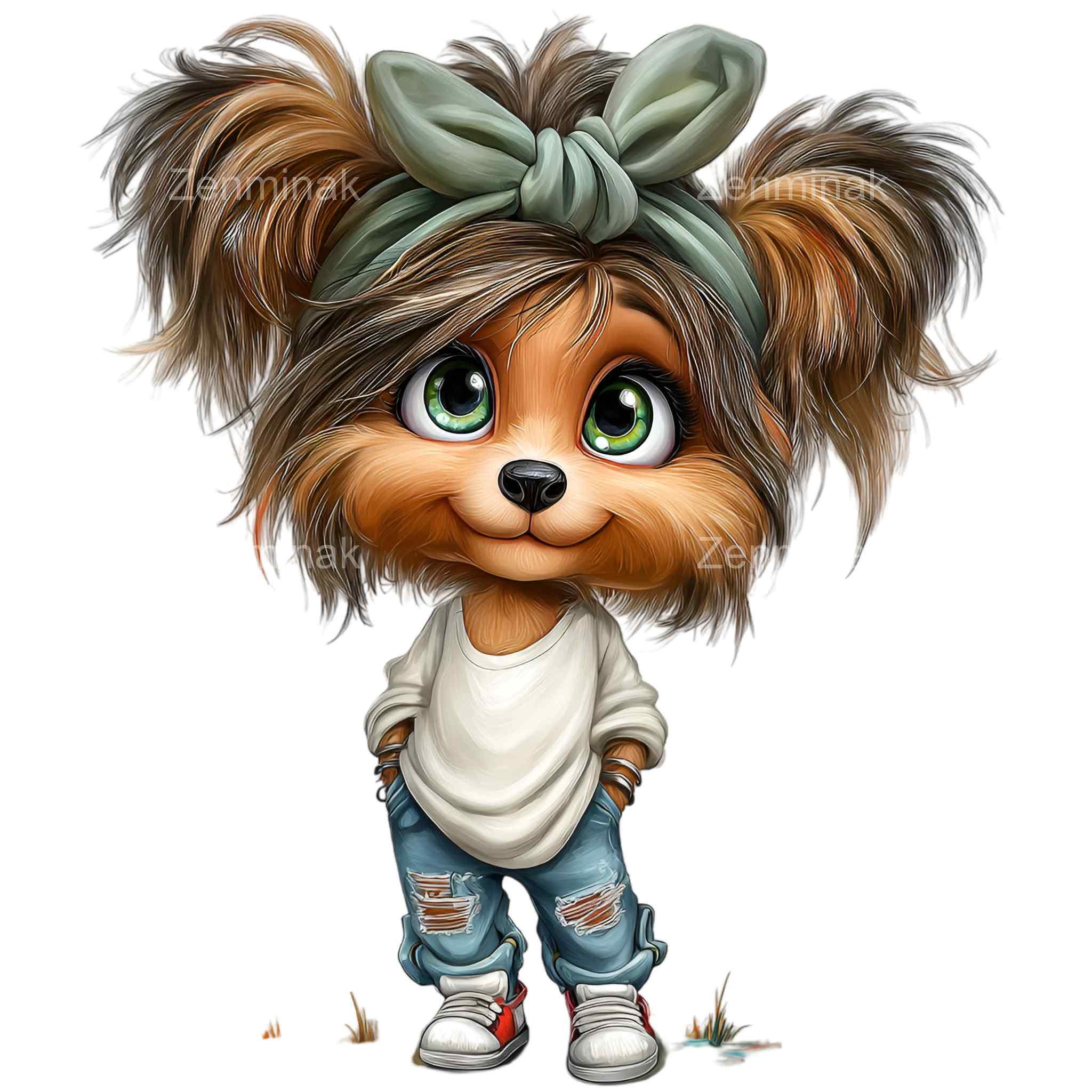 16 PNG Dog Clipart, Puppy With Green Bow, Girl Pet Illustration - Etsy