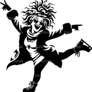 7 File di taglio SVG di donna pattinatrice sul ghiaccio, Clipart di donna invernale divertente, Silhouette di pattinatrice elegante, Arte digitale di sport all'aria aperta felice