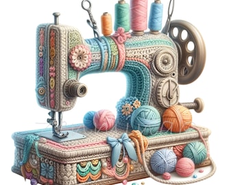Clipart de crochet, clip art de máquina de coser, Día de la Madre, 15 amigurumis PNG, regalo para la abuela, planificador, diario de mamá, creación de tarjetas, regalo para enamorados