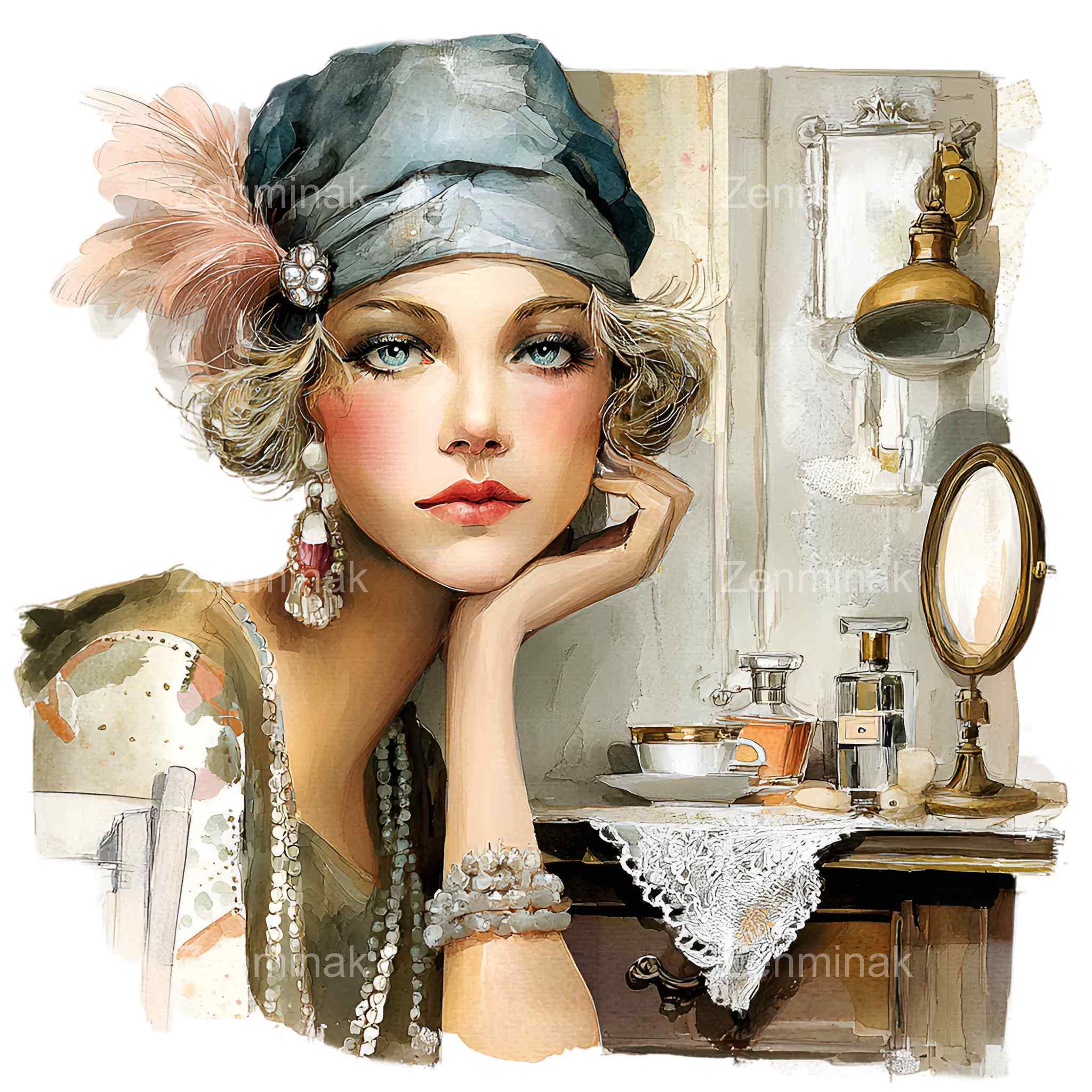 15 PNG Flapper Girl Clipart, 1920s Art Deco Sublimation Design - Etsy UK