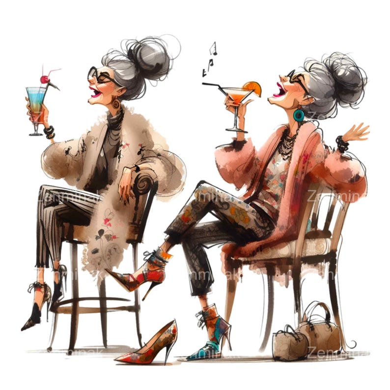 17 PNG Singing Lady Clipart – Funny Senior Singer – Whimsical Character ...