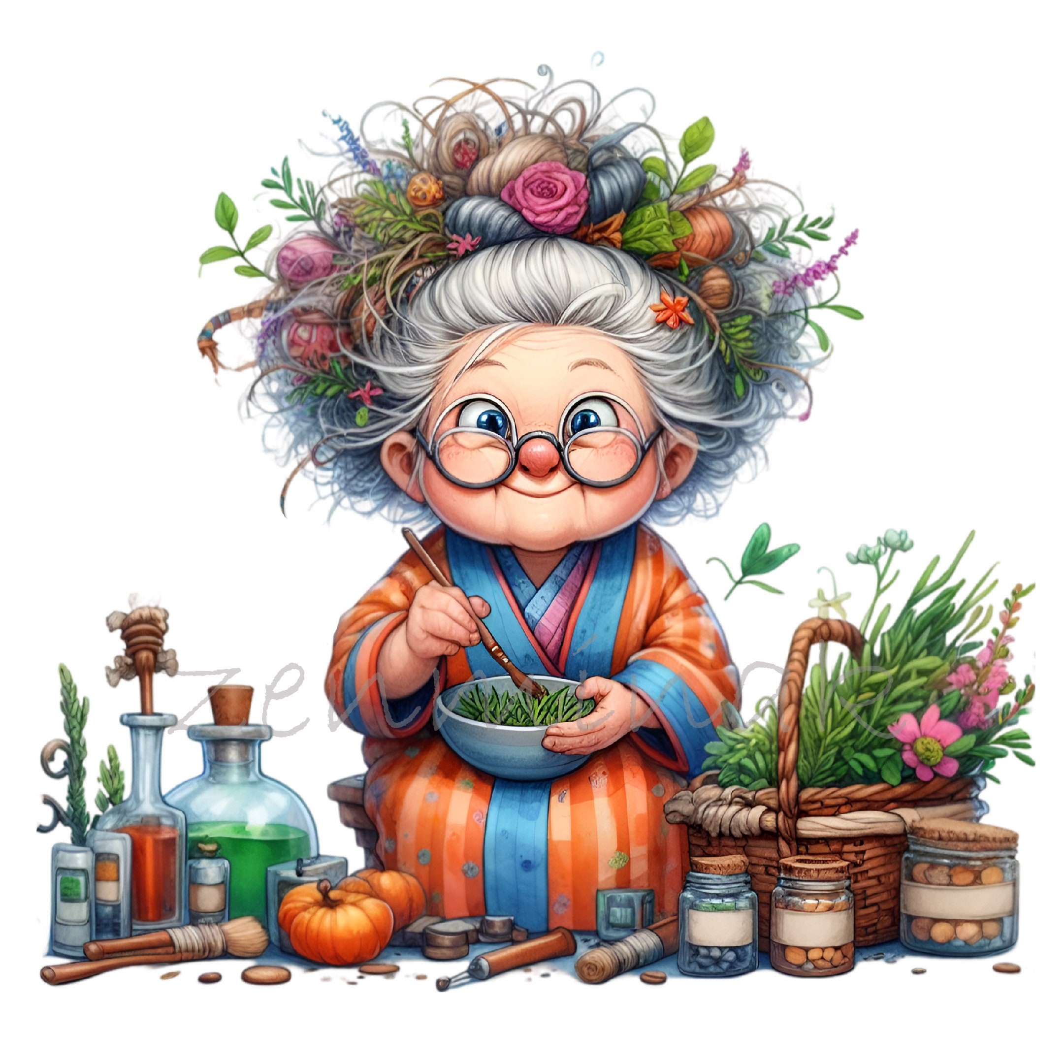 14 PNG Herbalist Grandma Clipart, Gardening Lady - Etsy