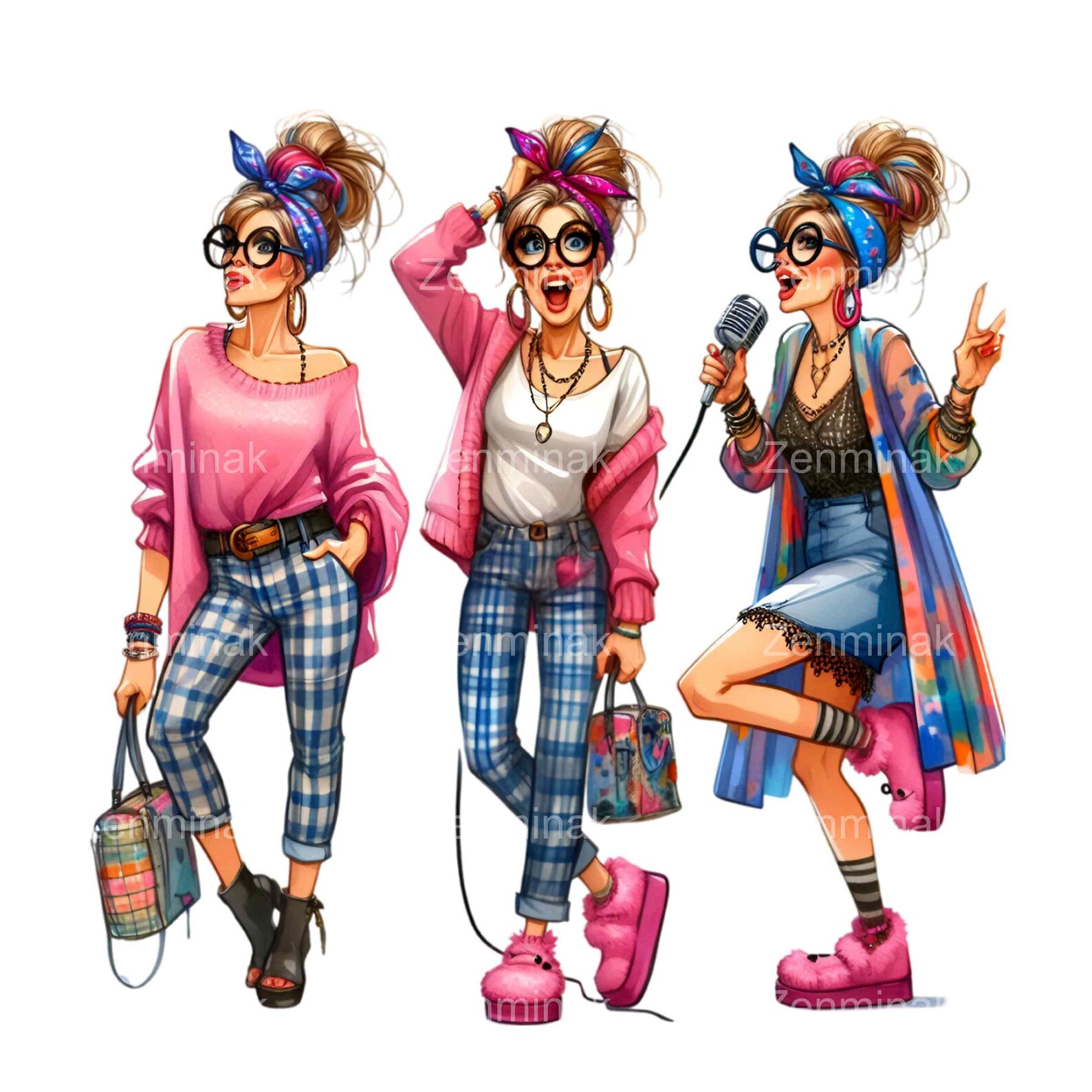 14 PNG Funny Singing Grandma PNG Clipart – Cartoon Senior Woman With ...